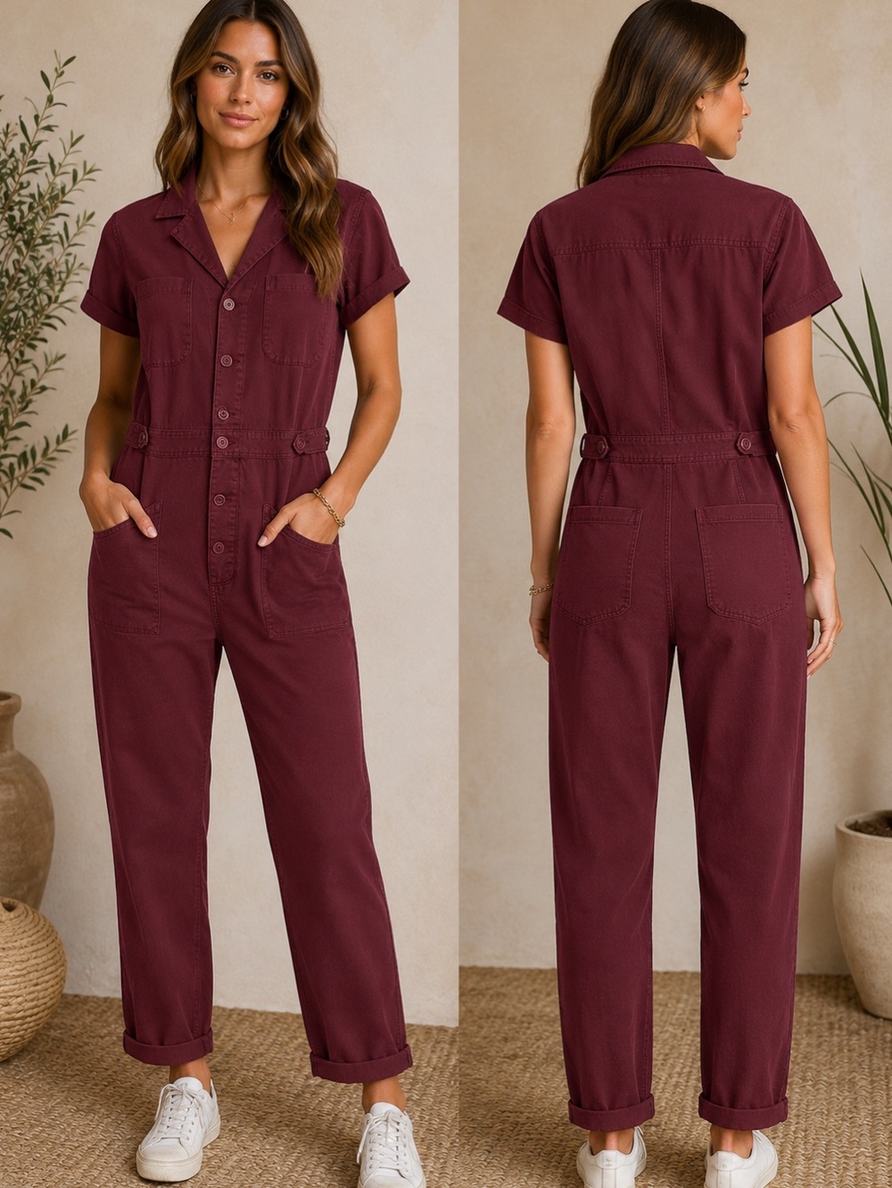 Pistola Grover Field Suit Merlot Utility Jumpsuit Cotton Button Front Revolve S